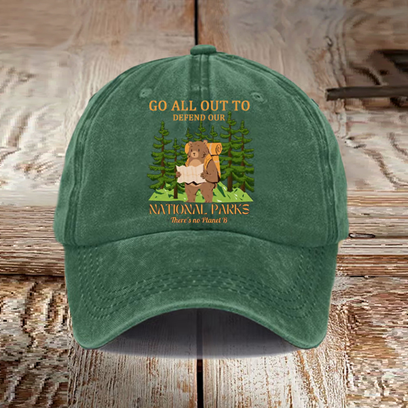 Unisex Distressed Washed Cotton Protect National Parks Hat