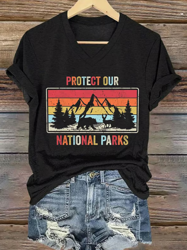 Women's Retro Protect Our National Parks Print T-shirt