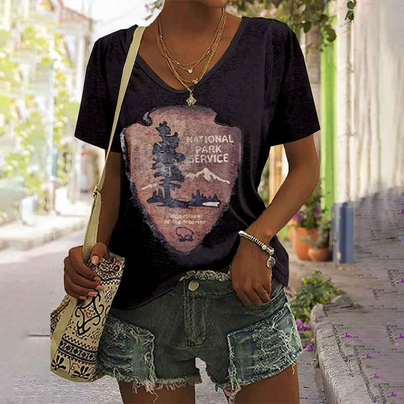 Protect Our National Parks Graphic V Neck Cozy T Shirt