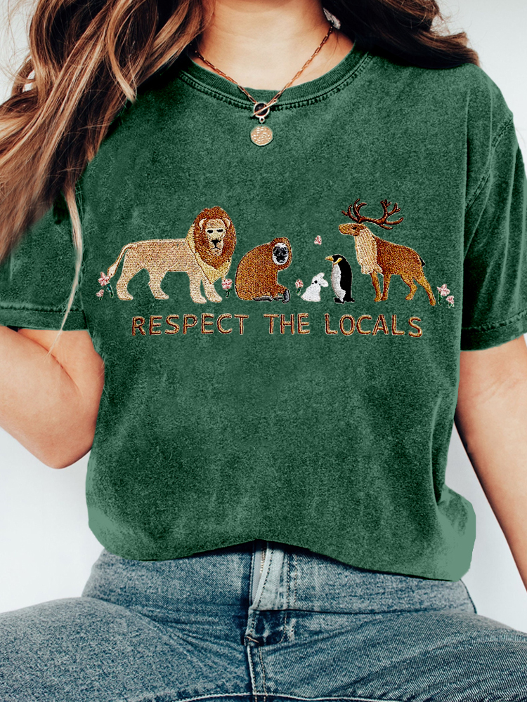 Respect The Locals Embroidered Vintage Cozy T Shirt