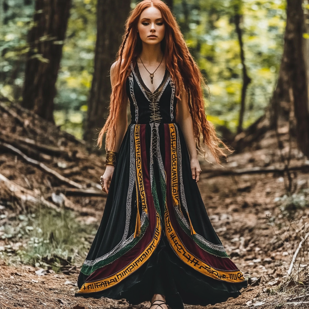 Women's Vintage Viking Celtic Rune Flowy Sleeveless Dress