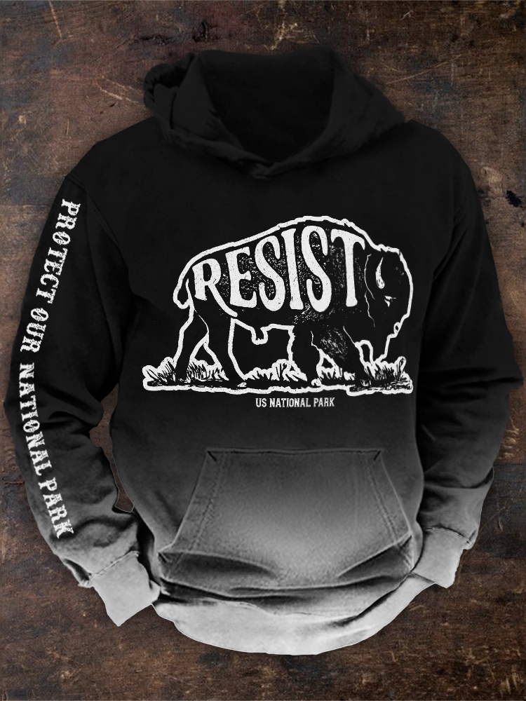 Men's Resist Alt Us National Park Buffalo Graphic Gradient Hoodie