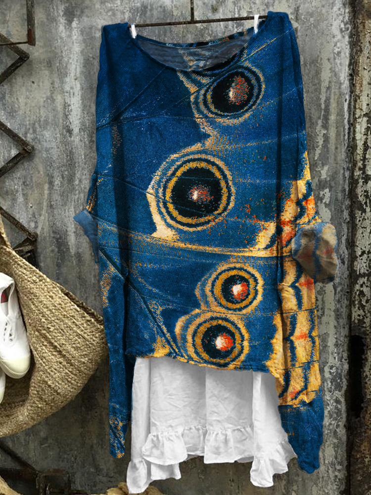 Butterfly Wings Inspired Art Flowy Linen Blend Tunic