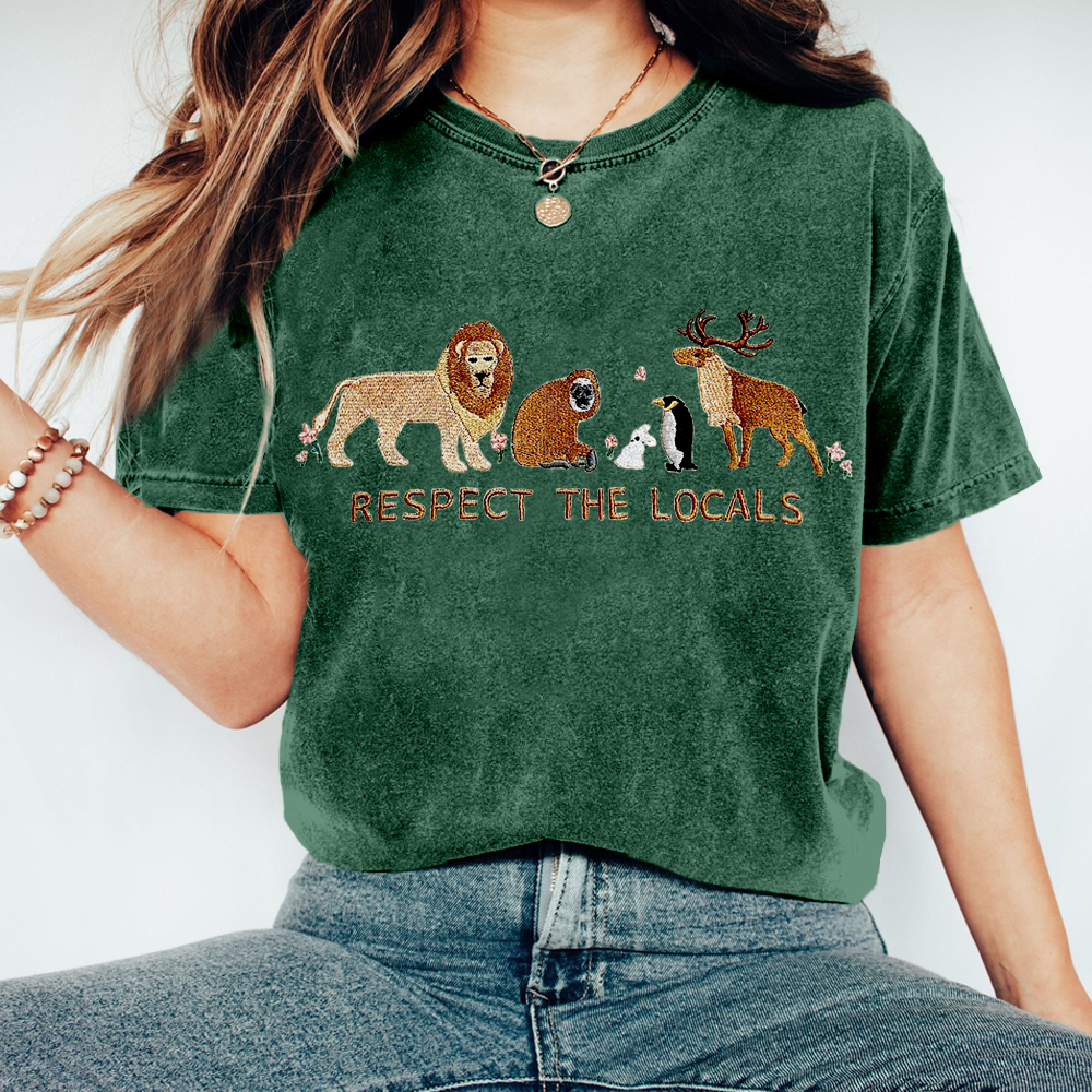 Respect The Locals Embroidered Vintage Cozy T Shirt