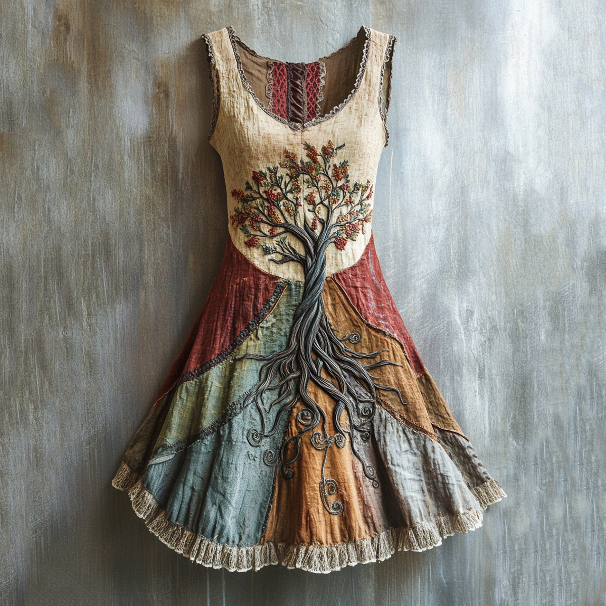 Viking Tree Of Life Lace Art Linen Tank Dress