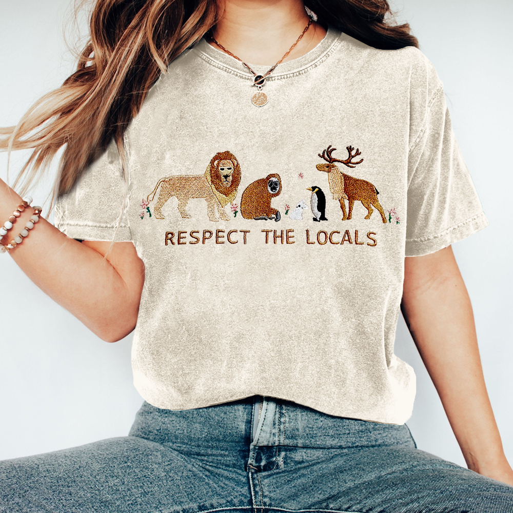 Respect The Locals Embroidered Vintage Cozy T Shirt