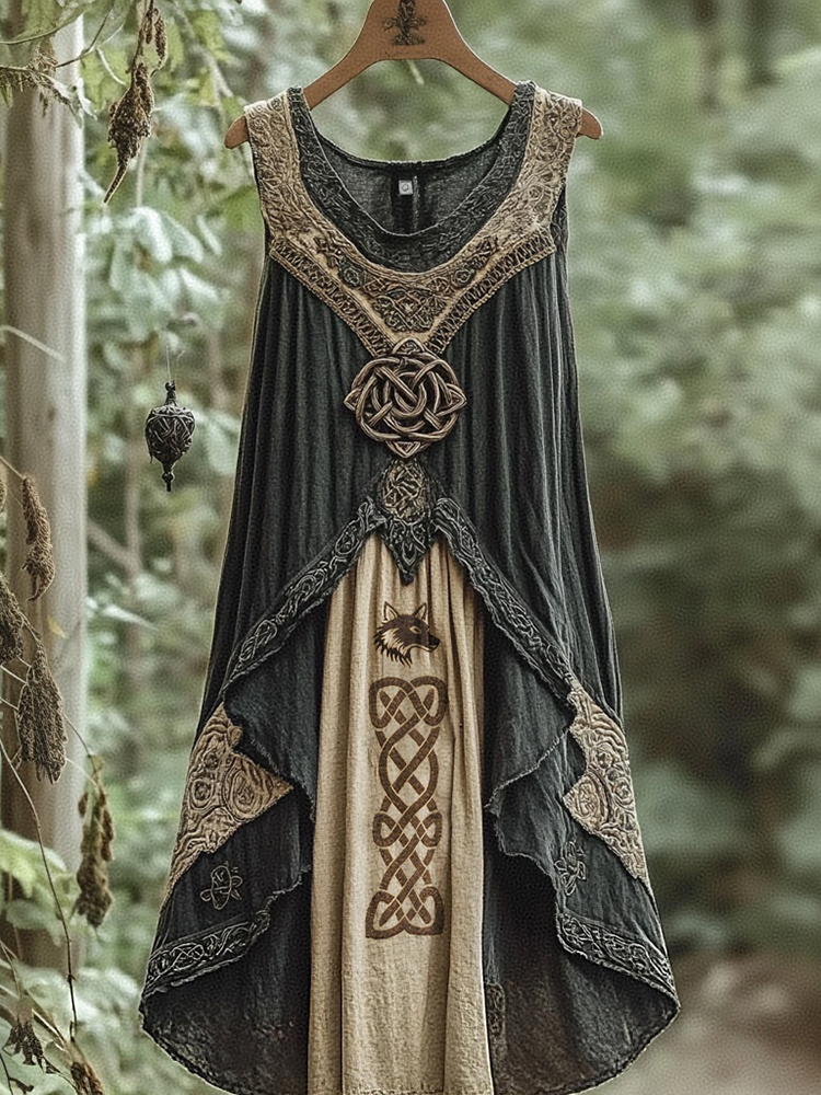 Vintage Tribal Viking Celtic Knot Tank Midi Dress