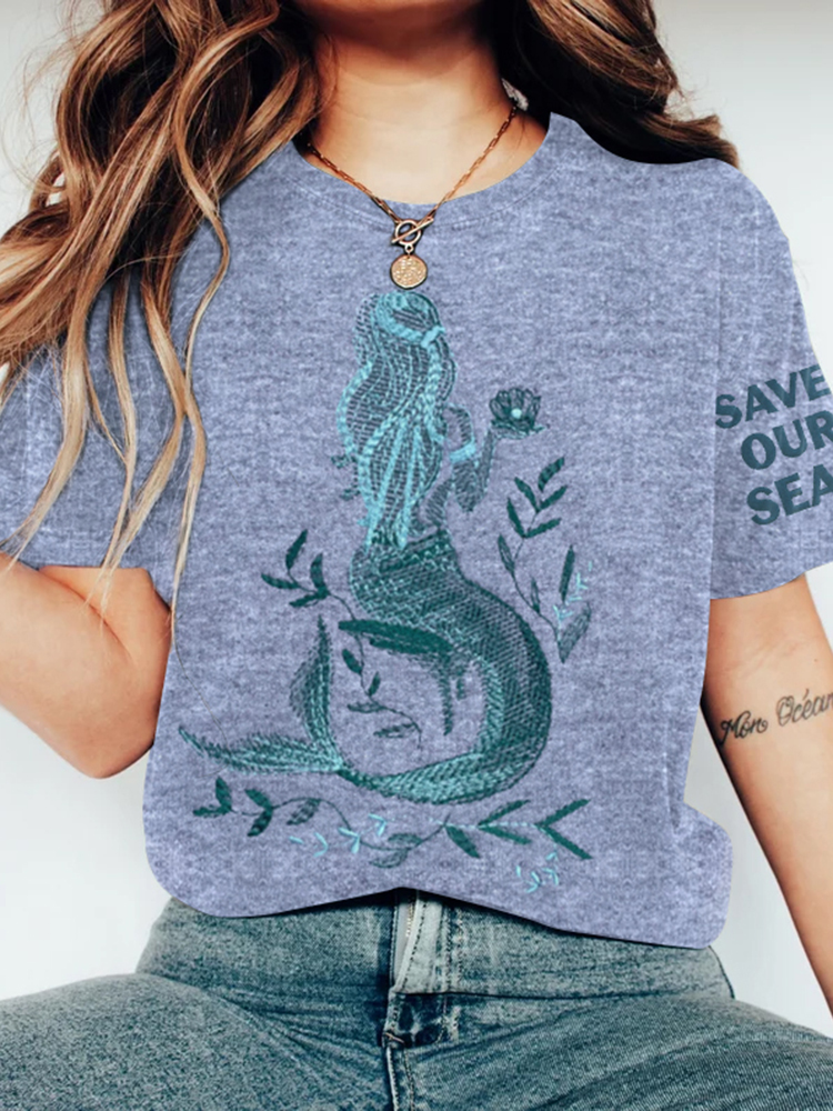 Save Our Seas Mermaid Print Women's T-shirt
