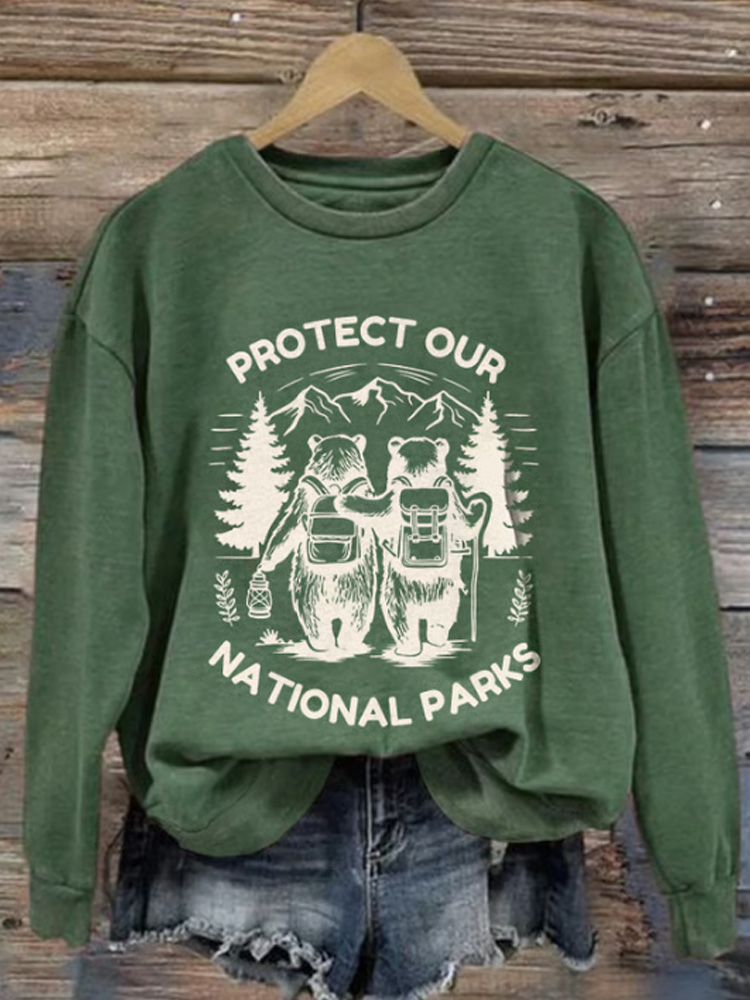 Retro Protect Our National Parks Print Sweatshirt