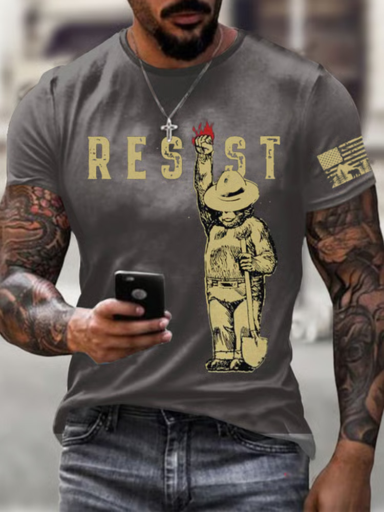 Men's Protect Our National Parks Printed Round Neck T-shirt