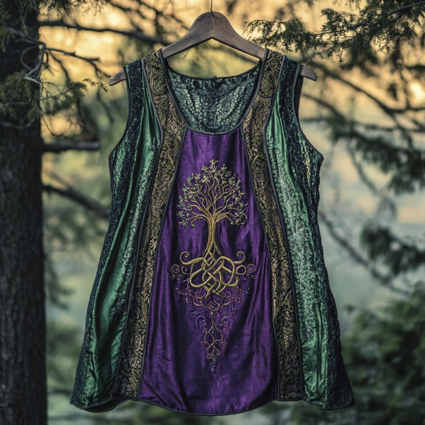 Boho Viking Tribal Celtic Knot Life Of Tree Patchwork Art Sleeveless Tank Top