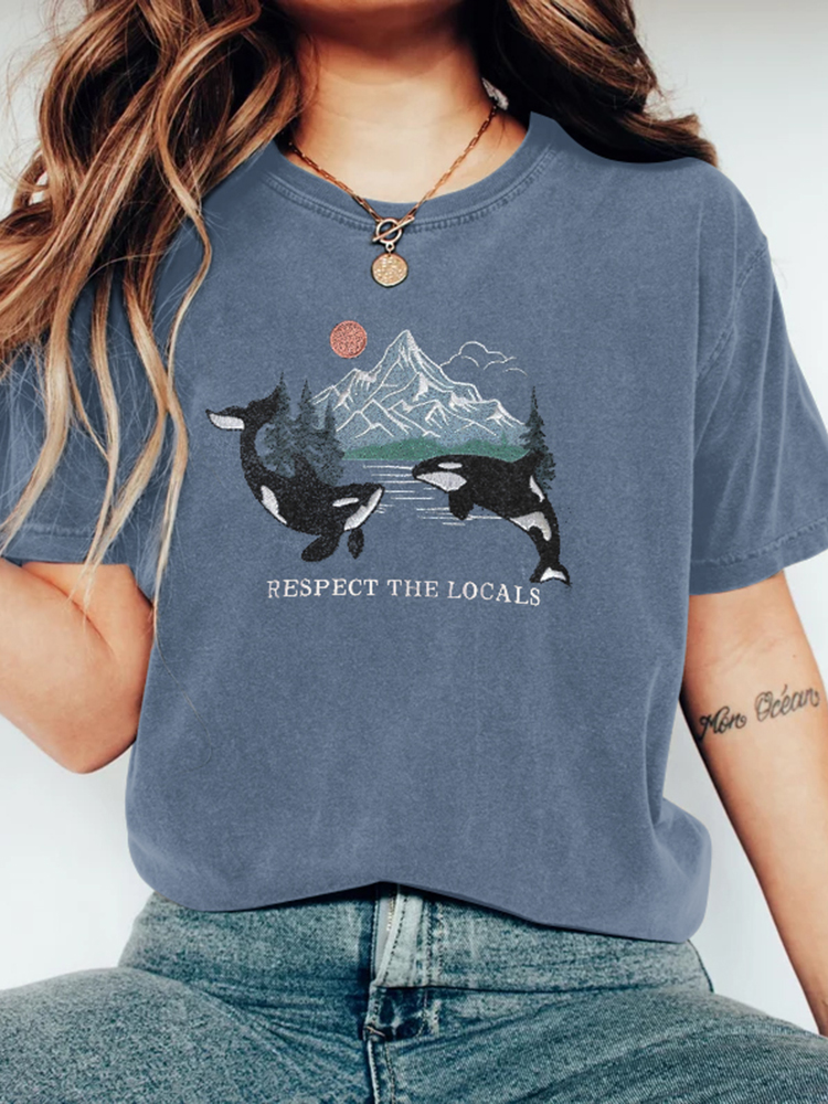 Respect The Locals Orca Embroidered Art Cozy T Shirt