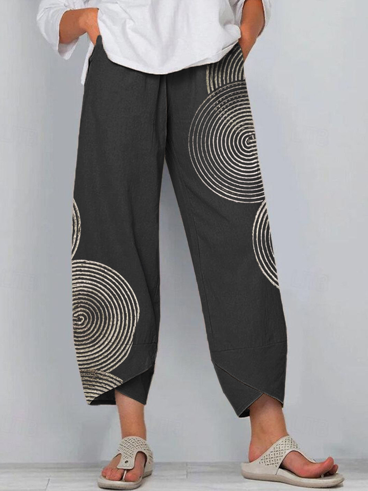 Women's Geometric Abstract Art Linen Blend Pants