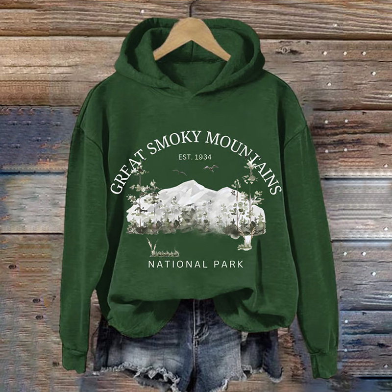 Women's Great Smoky Mountains National Park Print Crew Neck Sweatshirt