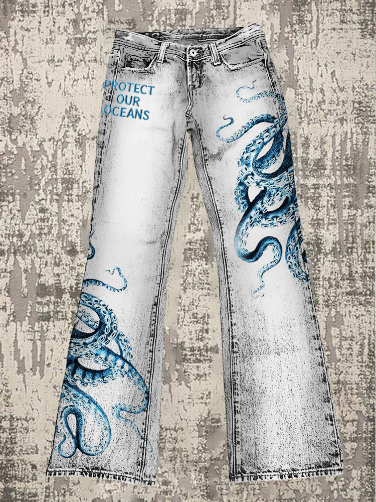 Protect Our Oceans Octopus Tentacle Print Women's Micro Pant