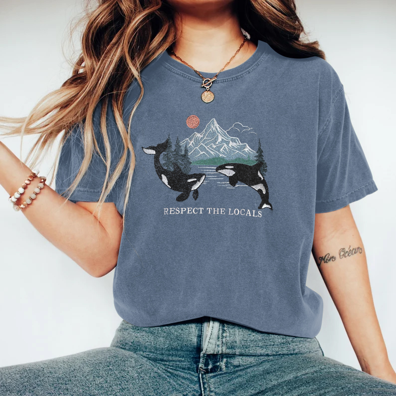 Respect The Locals Orca Embroidered Art Cozy T Shirt