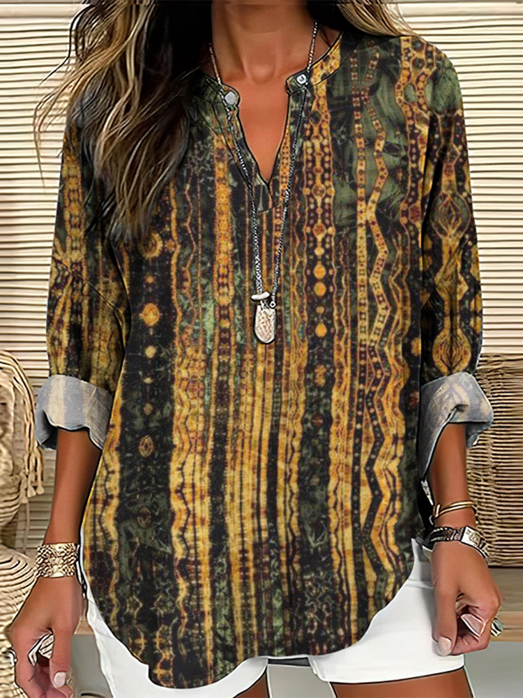 Vintage Gilt Geometric V-Neck Shirt